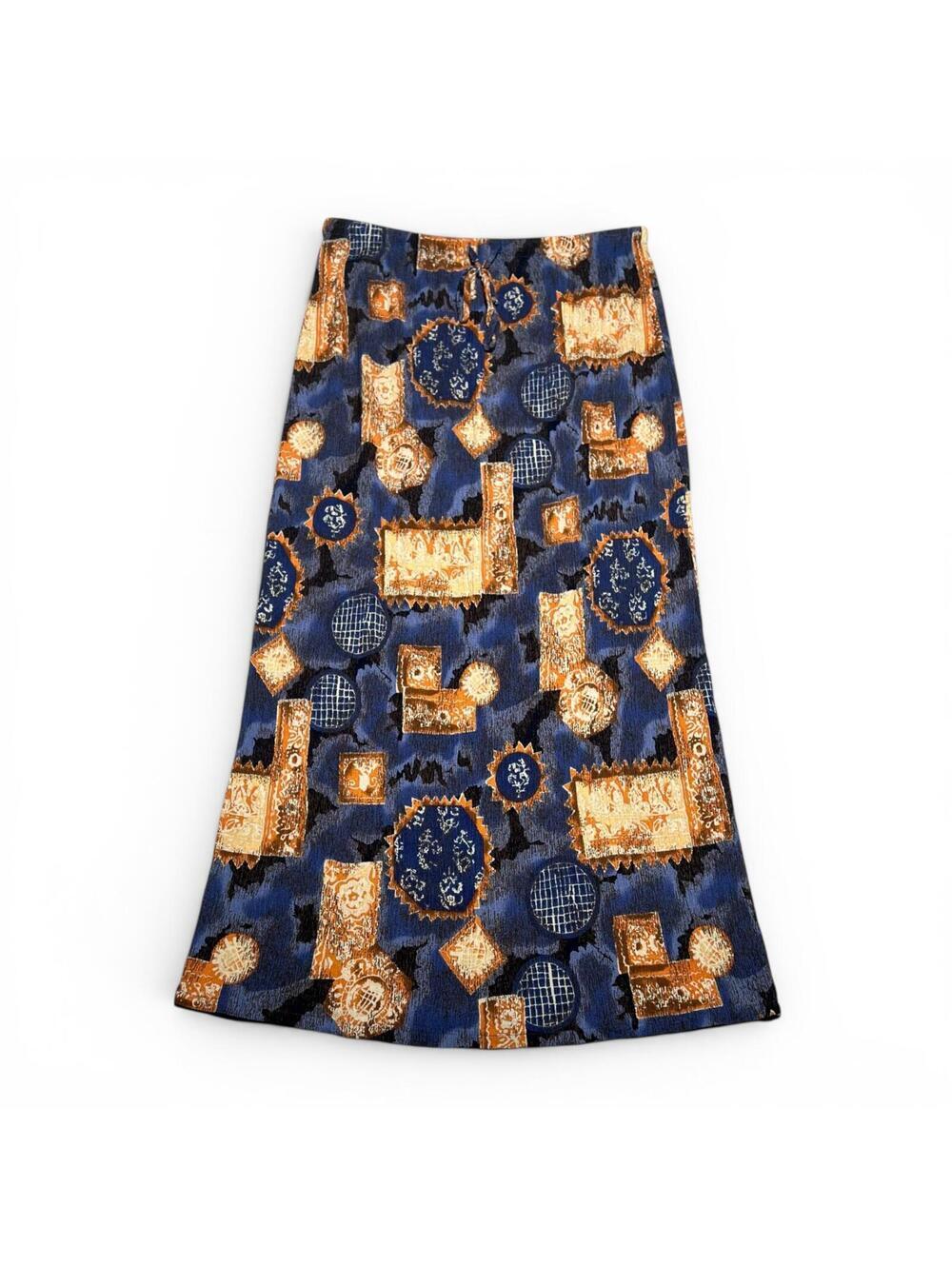 Vintage 90s Notations Rayon Printed Midi Skirt Size Small